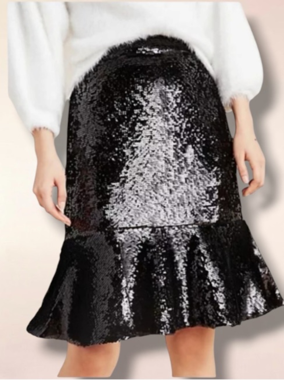 ANTHROPOLOGIE HUTCH ESME BLACK SEQUIN SKIRT SIZE 6